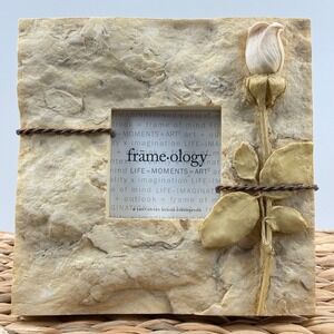 Vintage 90s Y2K Stone Rose Frameology Photo Frame Tabletop Rococo Garden Nature